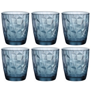 Набор стаканов для воды 305мл DIAMOND синий, 6шт