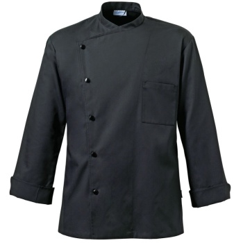 Мужской китель повара JULIUS черный - 65% полиэстер, 35% хлопок