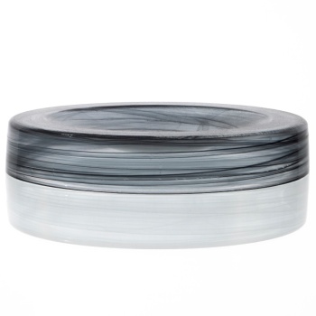 Блюдо-подиум стеклянный Ø30x(h)4см Hollow черный дым