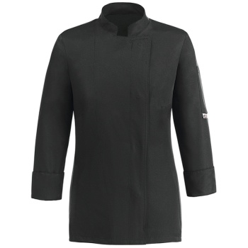 Женский поварской китель с кнопками Girl - цвет черный - 65% полиэстер, 35% хлопок - 200 г/м2