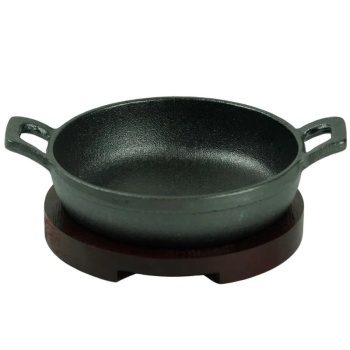 Сковорода чугунная Ø12cм на деревянной подставке для подачи - P.L. ProffCuisine