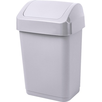 Контейнер для мусора 12л с крышкой-маятником Step серый Plast Team