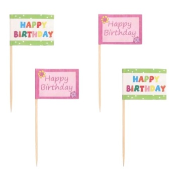 Деко-пика 8см 'Happy Birthday', 20шт