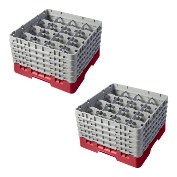 Стойка для бокалов 25.7см на 16 отделений Cambro красный, 2шт