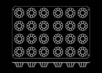 Форма "Бриош" 600x400мм 24 выемки 80x37мм