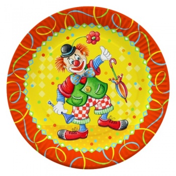 Тарелка Ø23см картон КЛОУН, 10шт
