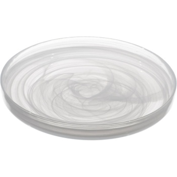 Блюдо стеклянное Ø21см Asos белый дым