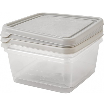 Набор квадратных контейнеров для продуктов 0.45л HELSINKI Artichoke пепельный жемчуг, 3шт