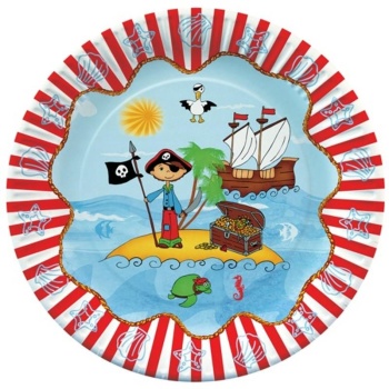 Тарелка Ø23см картон ПИРАТСКИЙ ОСТРОВ, 10шт