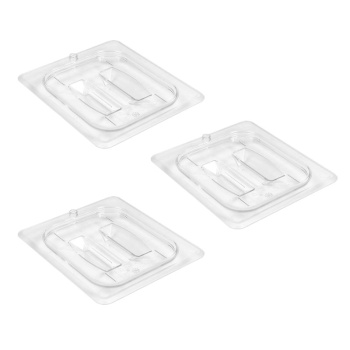 Крышка для гастроемкости GN 1/6 с ручкой Camwear прозрачная - комплект 3 штуки