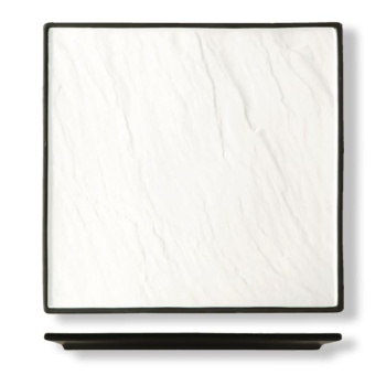 Блюдо квадратное 30x30см Relief белое с черным бортом - P.L. Proff Cuisine