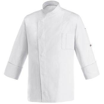 Китель поварской с кнопками - модель Cheap - цвет белый - 65% полиэстер, 35% хлопок - 200 г/м2