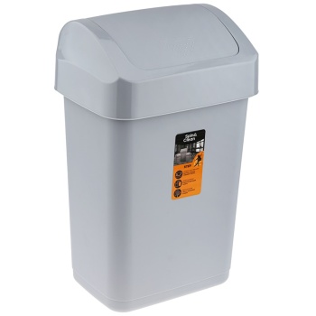 Контейнер для мусора 50л с крышкой-маятником Step серый Plast Team