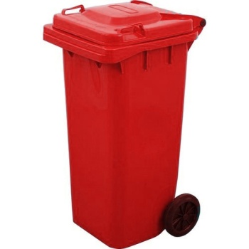 Бак 120л для мусора на колесах WAS красный