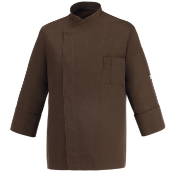 Китель поварской с кнопками - модель Cheap - цвет коричневый - 65% полиэстер, 35% хлопок - 200 г/м2