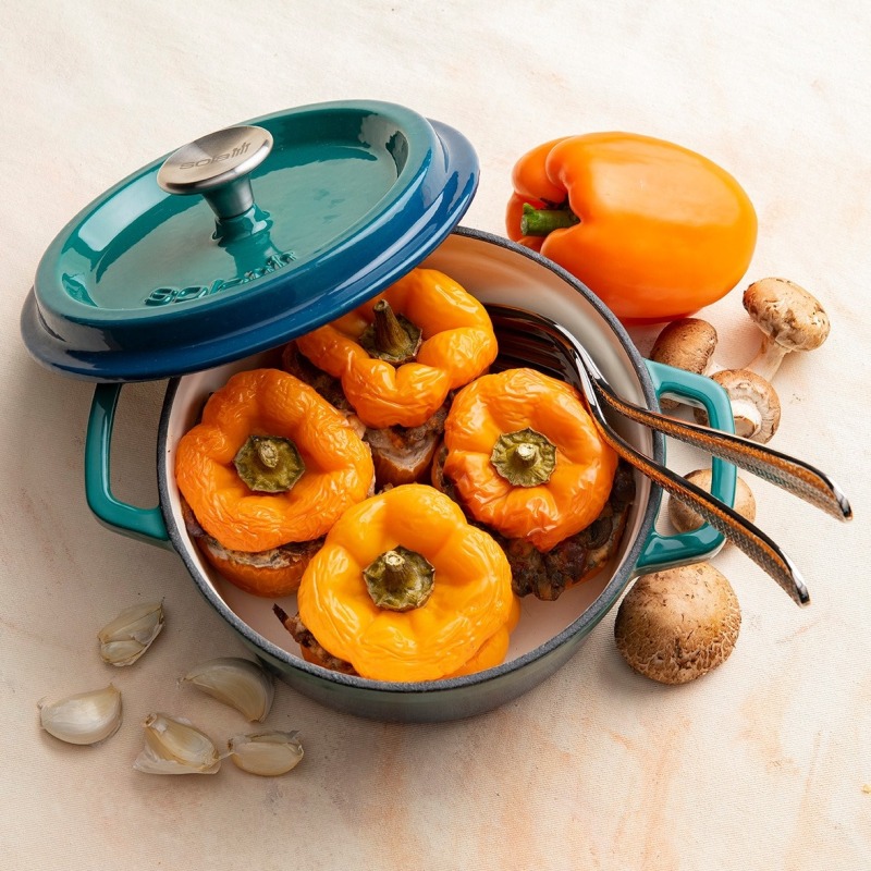 чугун эмалированный Кокот с крышкой из эмалированного чугуна