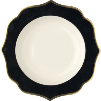 Тарелка глубокая Ø22см IONICA gold rims - черная