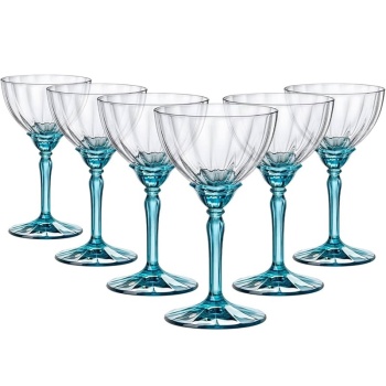 Набор бокалов для коктейля и шампанского 240мл Espresso Martini FLORIAN LUCENT BLUE, 6шт