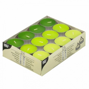 Свеча чайная KIWI, KIWI-GREEN, MAY-GREEN, 24шт