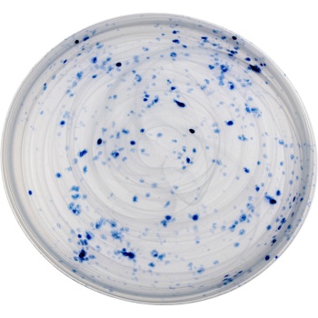 Блюдо стеклянное Ø28см Solar белое с синими крапинками