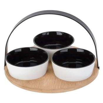 Салатники Ø10см на бамбуковом подносе, 3шт