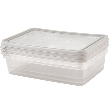 Набор прямоугольных контейнеров для продуктов 0.9л HELSINKI Artichoke пепельный жемчуг, 3шт