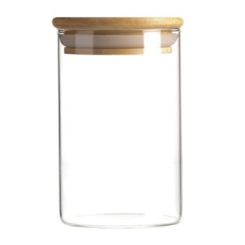 Стеклянная банка 250мл с бамбуковой крышкой Ø6.5x10см