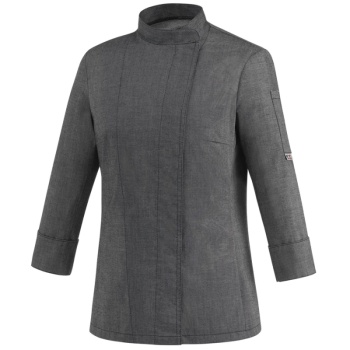 Женский поварской китель с кнопками - цвет grey mix - 65% полиэстер, 35% хлопок - 190 г/м2