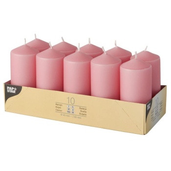 Свеча Ø4x(h)9см розовая Pap Star, 10шт