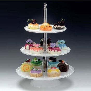 Подставка для пирожных 3-х ярусная 25/30/35x(h)50см белая