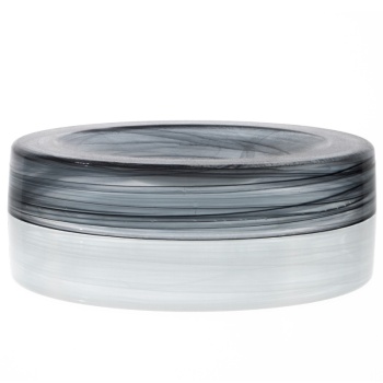 Блюдо-подиум стеклянный Ø21x(h)4.5см Hollow черный дым