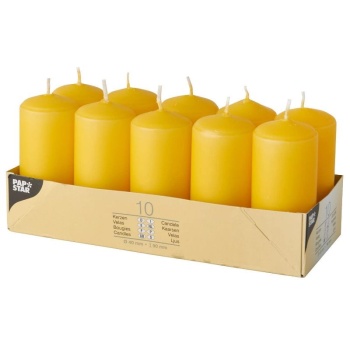 Свеча Ø4x(h)9см желтая Pap Star, 10шт
