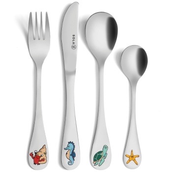 Набор детских столовых приборов Sea animals - 4 предмета