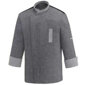 Китель повара с кнопками - модель Twins - цвет grey mix - размер L - 65% полиэстер, 35% хлопок - 150 г/м2