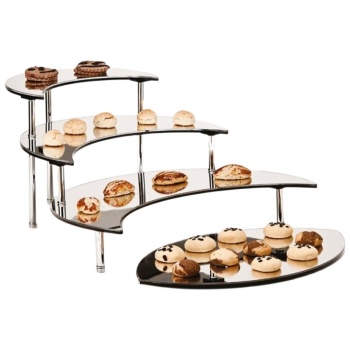 Подставка для сервировки – 3 зеркальные полки и плато Crescent Step Mirror – Alkan