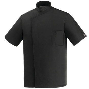 Китель поварской с кнопками - модель Ottavio MM - цвет черный - 65% полиэстер, 35% хлопок - 200 г/м2