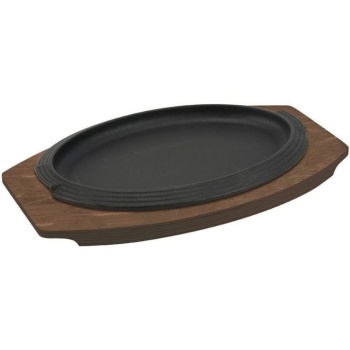 Сковорода овальная 28x19см ILSA на деревянной подставке