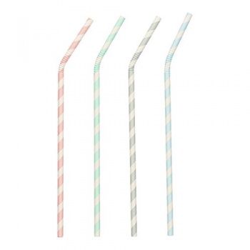Соломка для питья гибкая бумажная 22см Ø6мм Stripes, 100шт