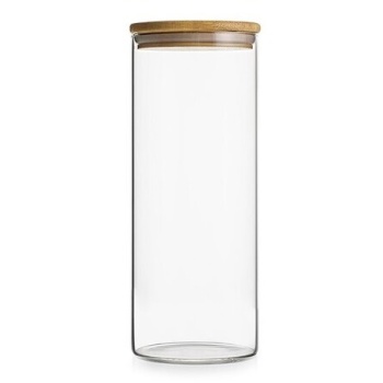 Стеклянная банка 1.6л с бамбуковой крышкой Ø10x25см