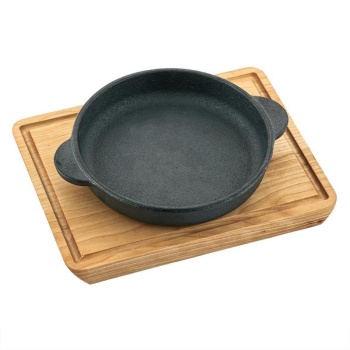 Сковородка чугунная на деревянной подставке Ø20.5x3.4cм — P.L. Proff Cuisine