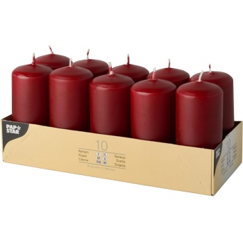 Свеча Ø4x(h)9см бордовая Pap Star, 10шт