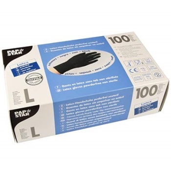 Перчатки латексные L черные, 100шт