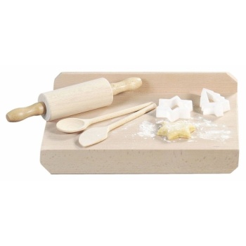 Набор юного кондитера: доска разделочная 30x20x5см, скалка, 2 формы, 2 ложки