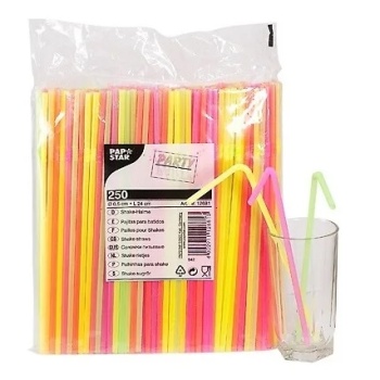 Соломка Ø5мм 24см гибкая Неон, 250шт