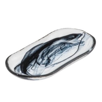 Блюдо овальное стеклянное 21x11.5x(h)2.5см Atlas черный дым