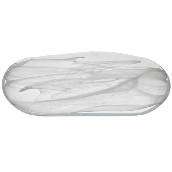 Блюдо овальное стеклянное 27.5x14.5x(h)2.5см Atlas белый дым