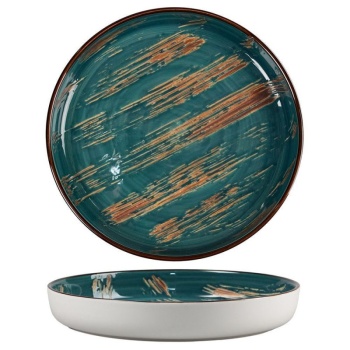 Тарелка с бортом Ø22.6см TEXTURE Dark Green Lines
