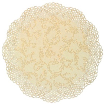 Салфетка кружевная Ø36см золото, 4шт