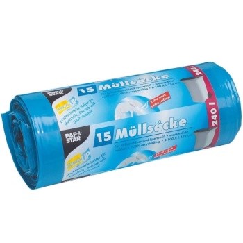 Мешок мусорный 240л 100x125см синий Pap Star, 15шт