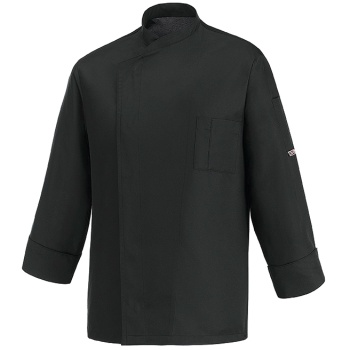 Китель поварской с кнопками - модель Ottavio ML - чёрный - 50% лиоцелл, 50% полиэстер - 150 г/м2